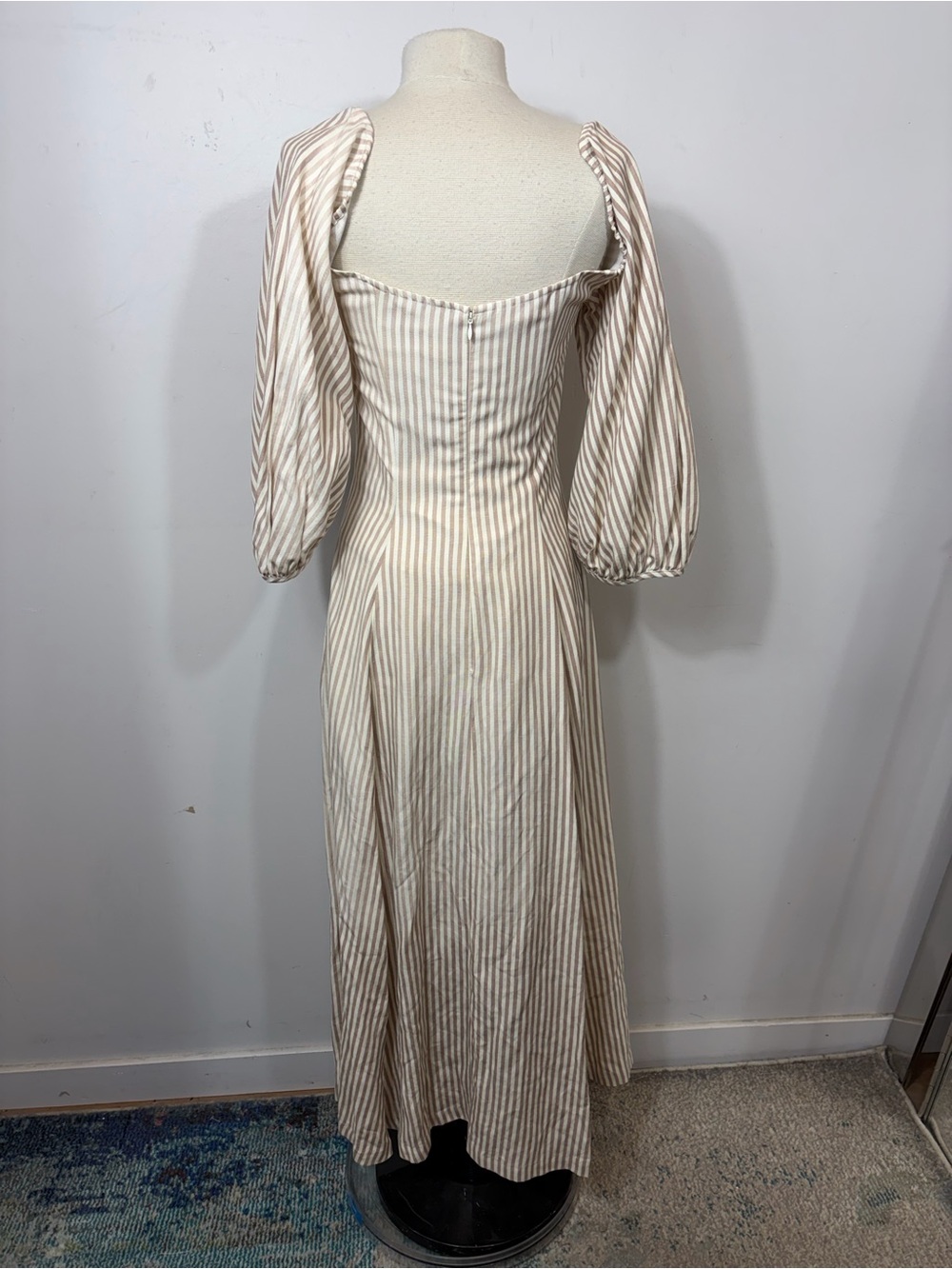 Mara Hoffman Striped Linen Blend Puff Sleeve Maxi Dress Size 2 - Picture 5 of 11